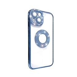 Funda de Silicona Suave con Diseño de Diamantes para Apple iPhone 14 Azul